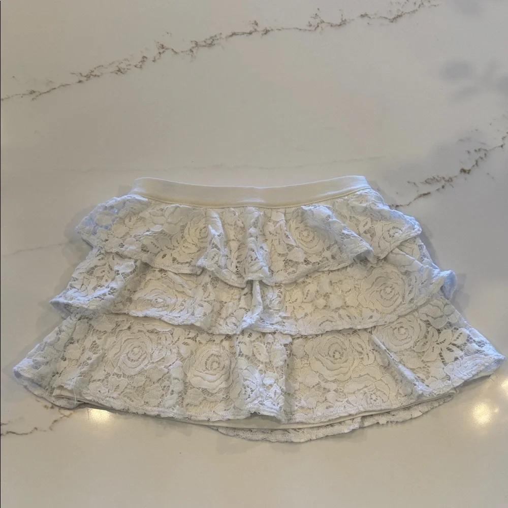 Justice White Lace Tiered Mini Skort Size 8